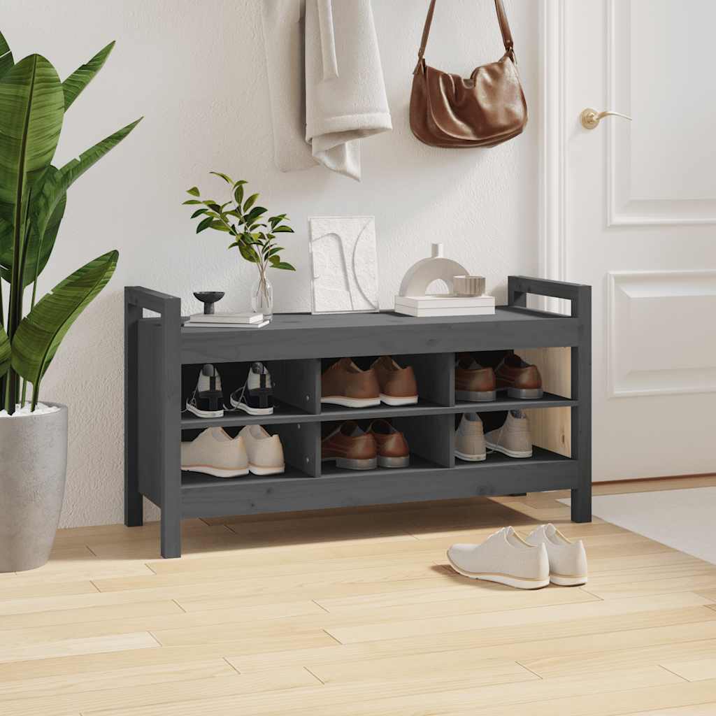 Hallway Bench Gray 110x40x60 Cm Solid Wood Pine