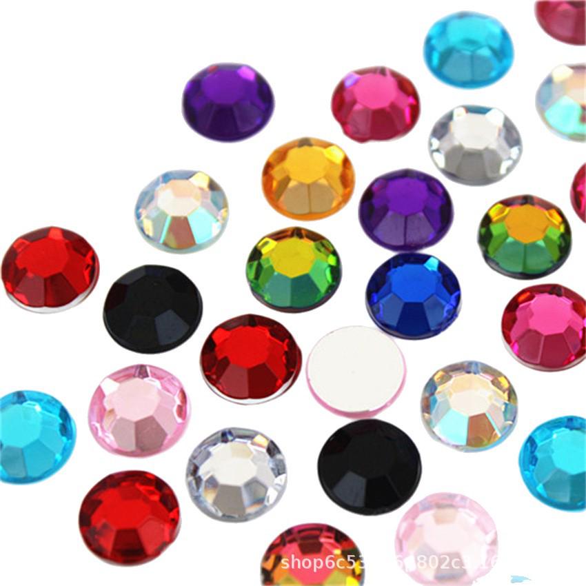 10mm Round Acrylic No-Hole Flat-Bottom Rhinestone Forehead Stickers for DIY Crafts