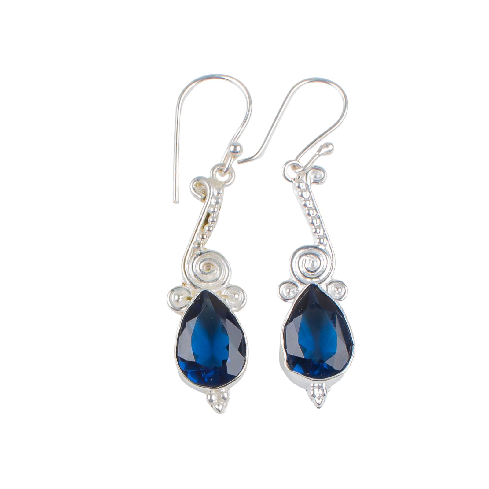 

London Blue Topaz Gemstone 925 Sterling Silver Handmade Jewelry Earrings 2.00 EE-36-5