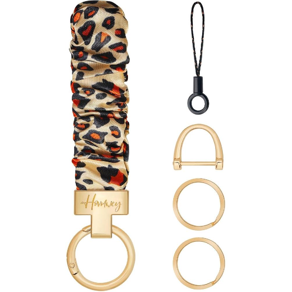 Hovmwey Stretchy Scrunchie Keychain Wristlet, Cute Key Chain Wrist Lanyard Strap for Women Men Car Keys ID Badges Wallet