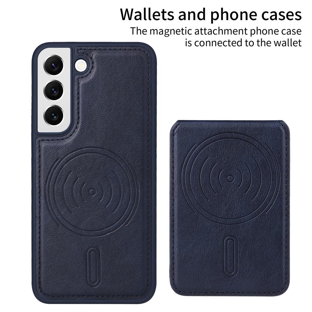 For Samsung Galaxy S22 5G Magnetic Case BETOPNICE RFID Blocking Leather Phone Back Cover with Detachable Card Bag
