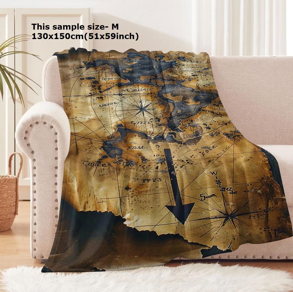 PC Blanket Vintage world Map  Antique map Flannel Thin blankets for Home Office Travel Camping Perfect gifts four season use