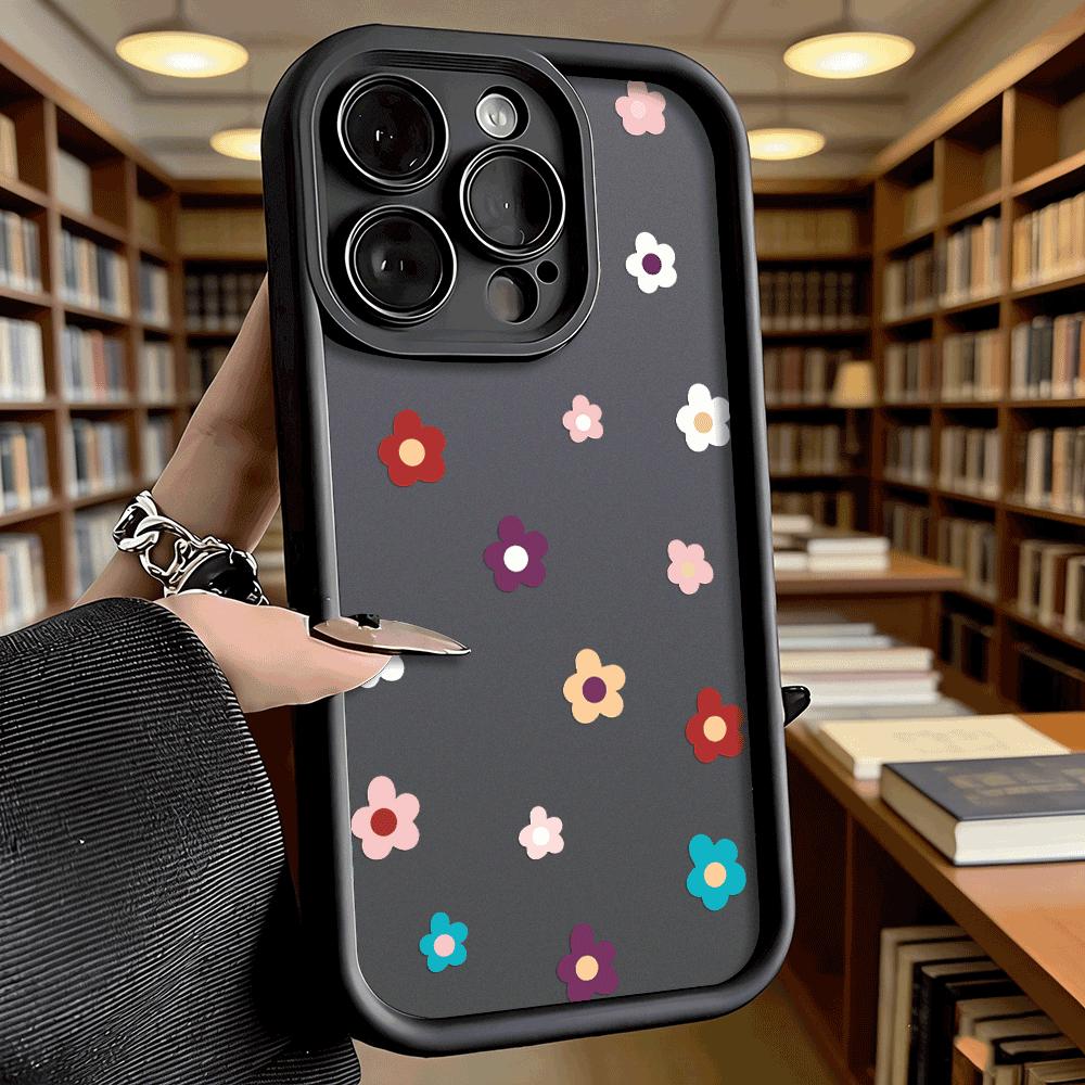 Minimalist Colorful Flowers Soft TPU Phone Case for iPhone 17 16 15 14 13 12 11 Pro Max Plus Shockproof Anti-Slip Cover