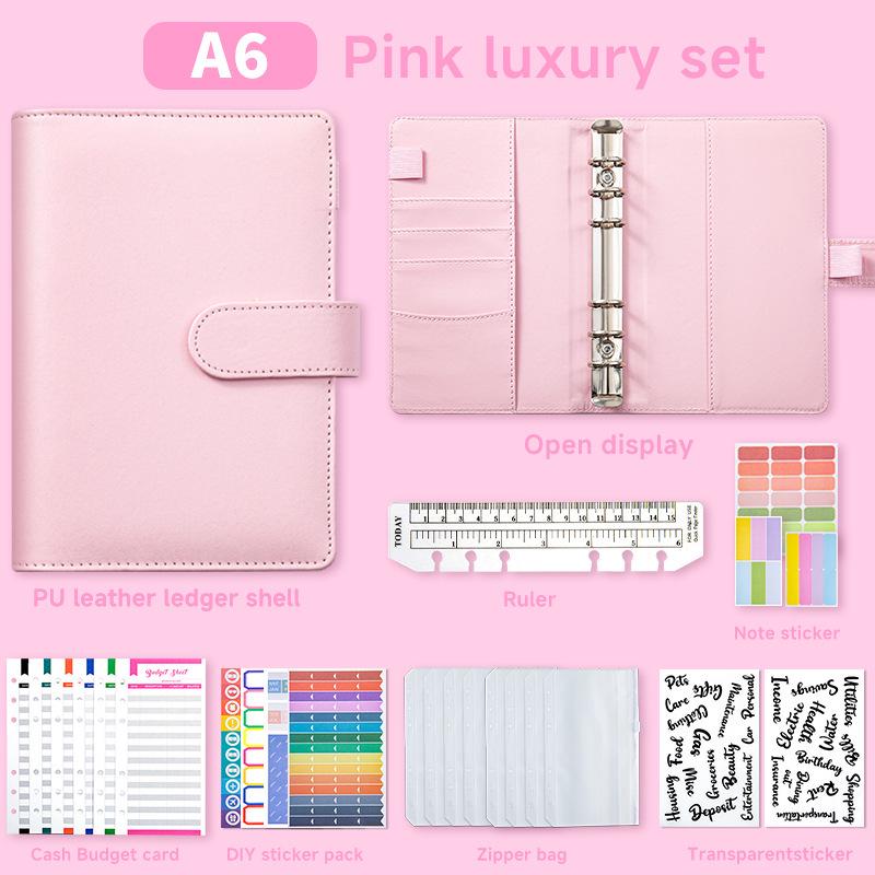 A6 Zipper Pouch Notebook: PU Leather Macaron Loose-Leaf Journal