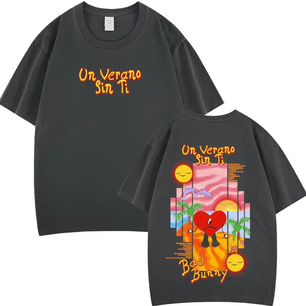 Bad Bunny Un Verano Sin Ti Fashion Printed Tees Men Women Oversized T-shirts Loose Casual Short-sleeved T-shirts