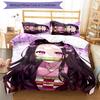 3pcs Demon Slayer Nezuko Pattern Bedding Set Duvet Cover Set Includes Duvet Cover &pillowcases, Perfect All Season Bedroom Decoration & Gift