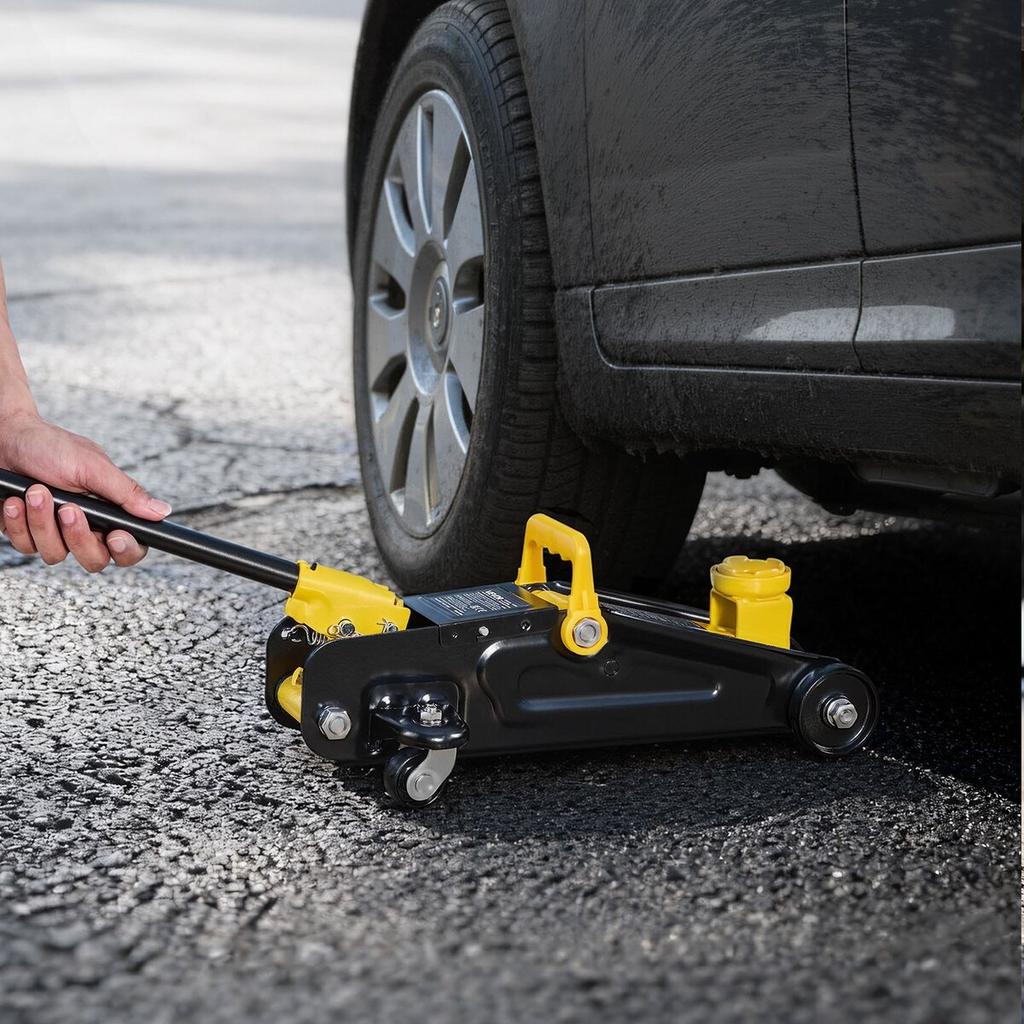 Low Profile Floor Jack, 1.5 Ton Capacity, Steel Racing Floor Jack with Single Piston Quick Lift Pump, Storage Case, Hydraulic Trolley Car Lift for