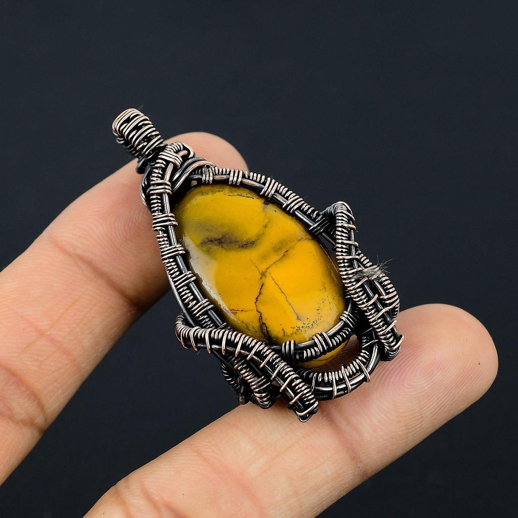 Mookaite Pendant, 999 Copper Wire Wrapped Pendant Handmade Gemstone Jewelry, Gifts For Wife Brand New Pendant