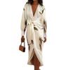 2025 European & American Women's V-Neck Long Sleeve Lace-Up Printed Dress - Light Luxury, High-End Feel