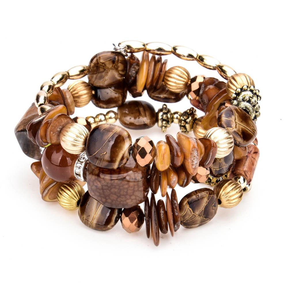 European & American Bohemian Multi-layer Agate Shell Elastic Bracelet for Women