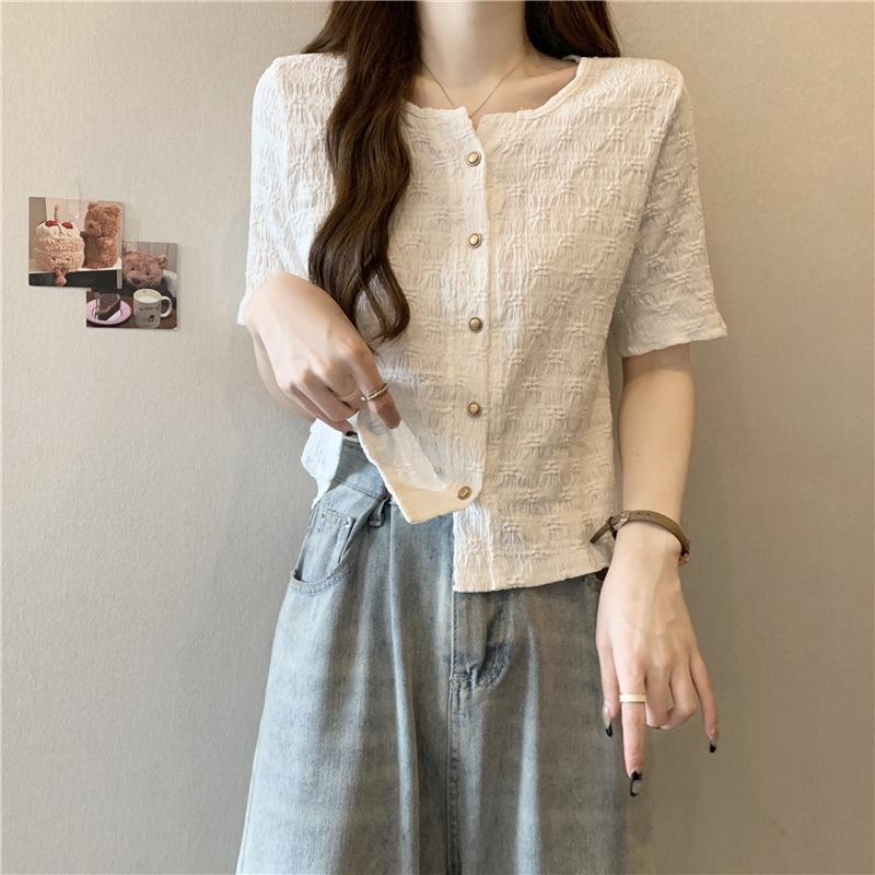 Women's Round-Neck Short-Sleeve Shirt - Korean Design (Summer 2024)