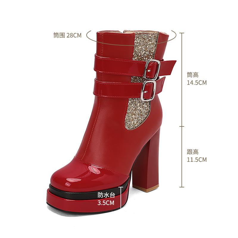 Women's high-heeled short boots sexy European and American style waterproof table thick-heeled large-size Roman boots