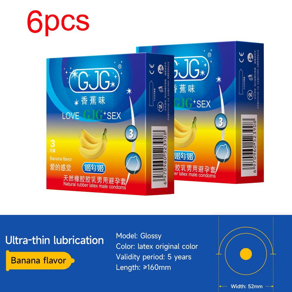 Ultra-thin Condom Lubrication Natural Latex Condom 52mm Banana Flavor Bump Thread Safe Sex Sex Product for Male