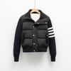 90 down new national standard duck down new knitted splicing striped light down jacket short coat women