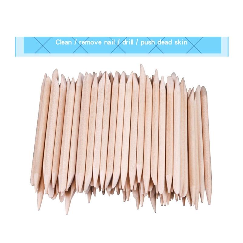 100× Orangenholzstäbchen für Nägel, Holz Nagelhautschieber Entferner für Maniküre Pediküre