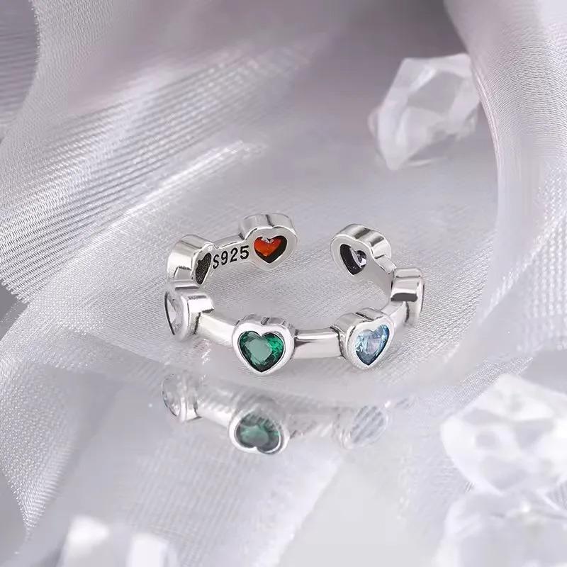 Sam Panda 925 Silver Rings For Women Men Fine Jewelry Finger Adjustable Open Vintage Chain Ring For Party Birthday Gift