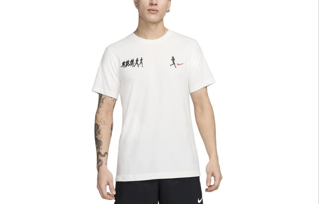 Nike T Shirts Men's Summit White Crew Neck Moderate Straight Fit FV8393-121