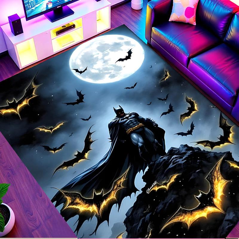 Batman Print Rug, Washable Floor Carpet, For Entryway Dorm Laundry Room Office Study, Home Decor Birthday Christmas Gift