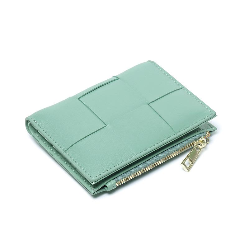 Маленький кошелек из овчины, женский короткий кошелек с тремя отделениями, кожаный кошелек ручной работы, складная сумка для мелочи