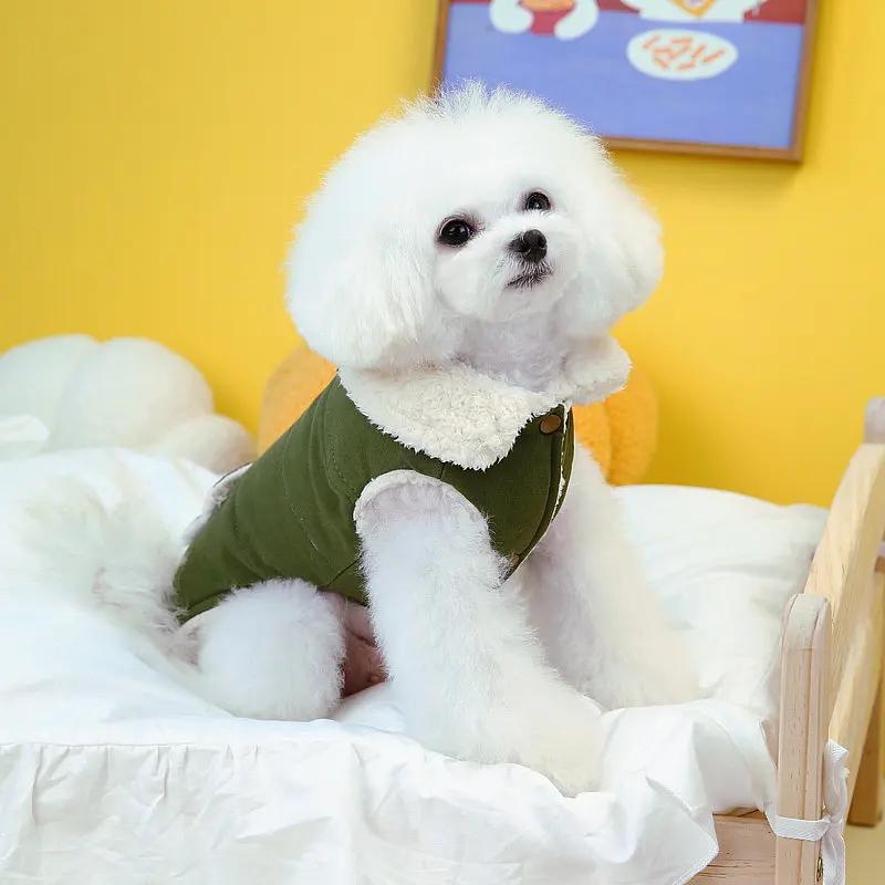 Neuer Herbst- und Winter Haustier Hund Doppellagiger Plüsch Arbeitskleidung Baumwollmantel Teddybär Arbeitskleidungsjacke Hunde Parkas Hunde Weihnachten