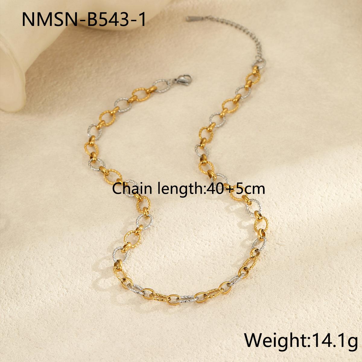 GEMCHIC Women s Two-Tone Geometric Chain Necklace and Bracelet Set, Stainless Steel Gold Plated Fashion Jewelry 18K