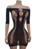Sexy Lingerie Women  Black Erotic Dresses Underwear Mesh Hollow Sexy Costumes Elastic Tight Fitting Sleepwear