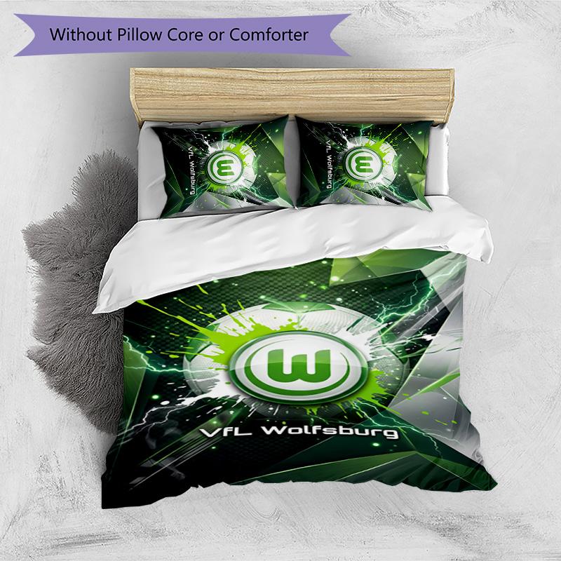 Juego de Ropa de Cama Estampado de 3 Piezas del VfL Wolfsburg FC Transpirable Funda Nórdica con Fundas de Almohada Ropa de Cama Decorativa para Dormitorio Hogar