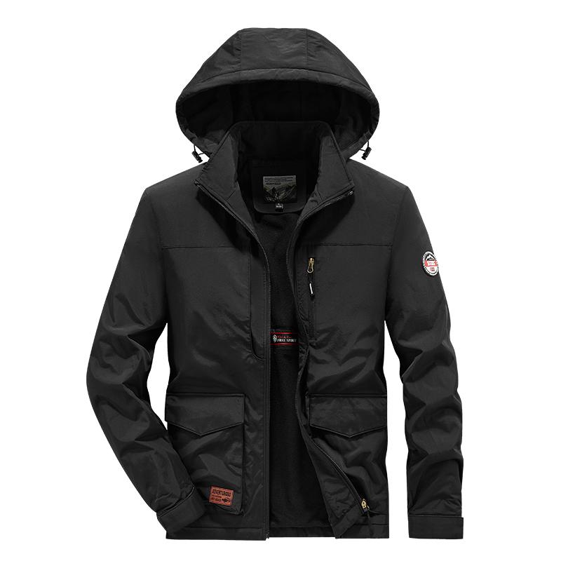 Veste courte chaude à capuche pour homme hiver zippée à poches vêtements de travail de sport et de loisirs en plein air veste en coton coupe-vent