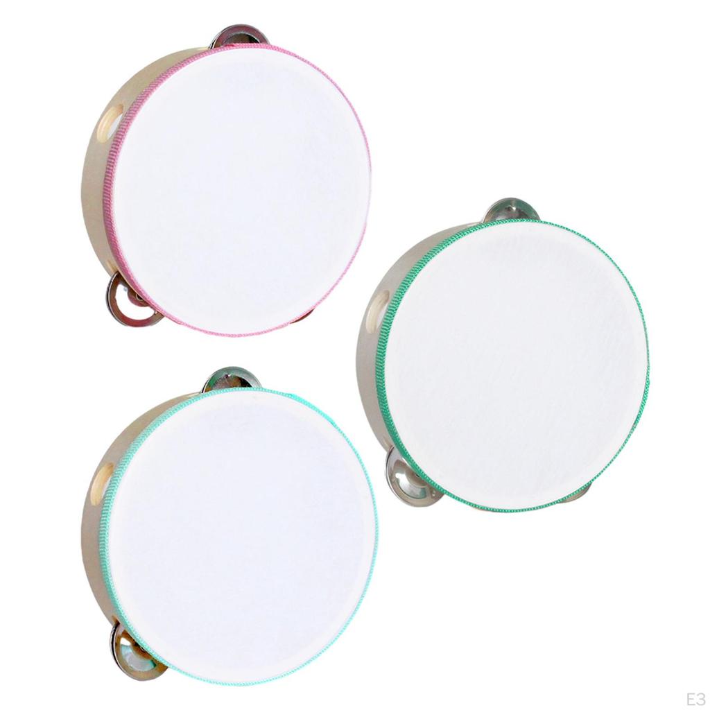 Double Rows Tambourine Wooden Tambourine, Percussion Drum, Metal Bell Hand Drum for