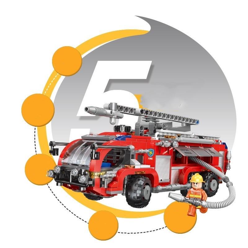 Star Fort Aerial Ladder Fire Truck XB03031: Educational Building Block Toy for Kids