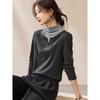 Mohan Yimei Women's Smart-Sense OL Embroidered Fake Two-Piece Thermal Tee