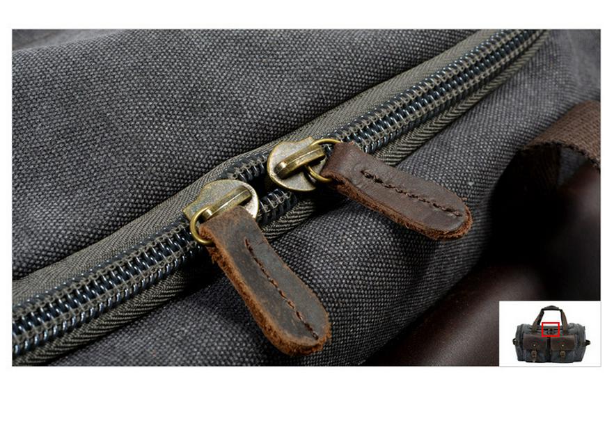 Borsa da Viaggio da Uomo in Tela e Pelle Crazy Horse - Grande Capacità Borsa da Viaggio con Cerniera Retrò