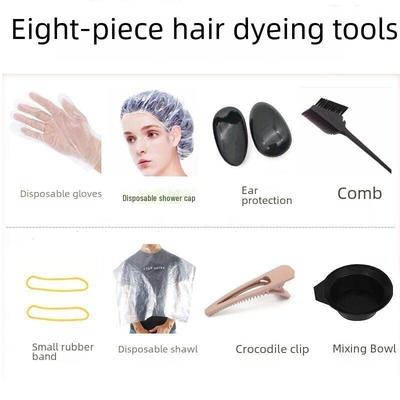 Set di 8 pezzi per tintura capelli: Include Ciotola, Scialle, Guanti e Pettine.