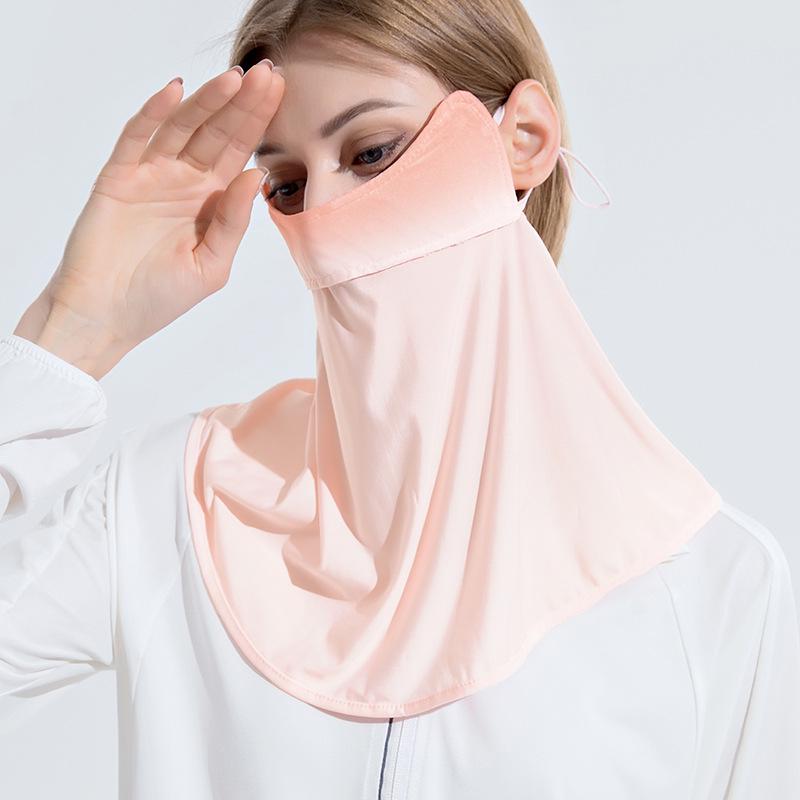 Summer Blush Anti-UV Sunscreen Ice Silk Face Mask for Women - Breathable Cycling Eye Protection