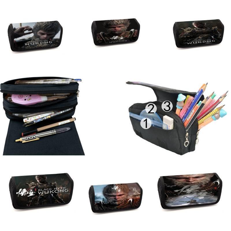 Spacious Black Myth Wu Kong Double Layer Student Storage Bag Oxford Material Design