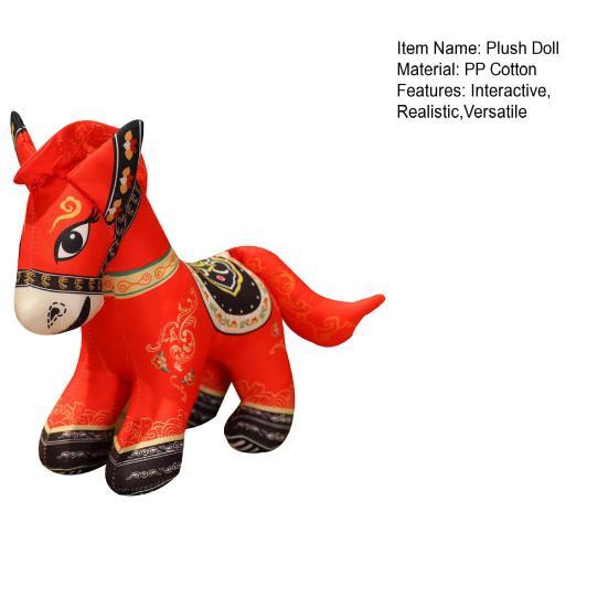 2026 Year of The Horse Plush Toy Traditional Chinese Zodiac Stuffed Horse 23cm Good Luck Pony Doll Home Car Decor