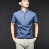 Men's Casual Fashion Solid Color Short Sleeved Polo Shirt Stand Up Collar Versatile Comfortable Top