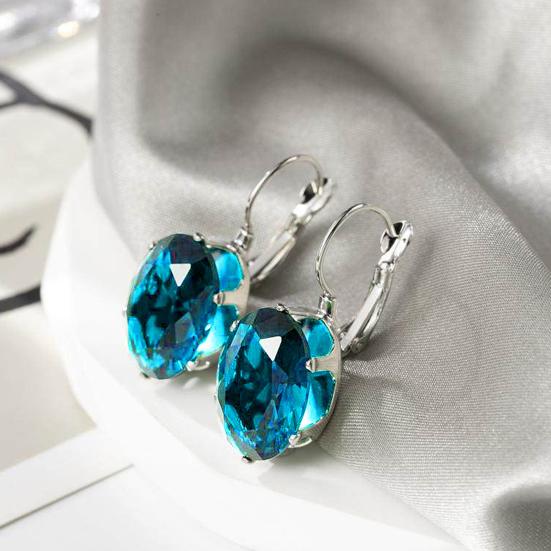 Stylish Ear Accessories for Ladies 1 Pair Cubic Zirconia Drop Dangle Earrings Women, Faux Streamlined Jewelry Commuting Crystal Hoop Levelback