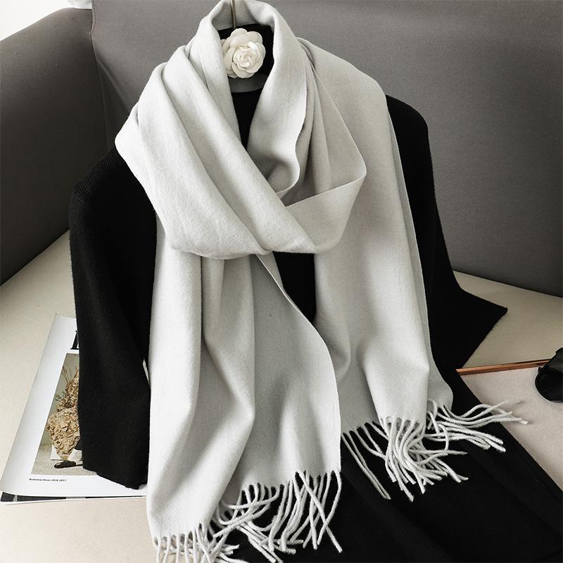 Nytt 62 farger Vinterskjerf for kvinner Langt Varmt Kasjmirskjerf Hijab Ensfarget Dame Sjal Wrap Kvinnelig Pashmina Bandana Hodeskjerf
