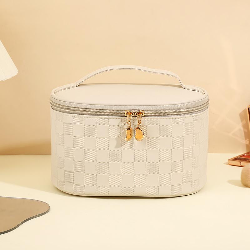 Simple checkerboard cosmetic bag women's high-end sense large-capacity storage bag waterproof portable travel toilet bag