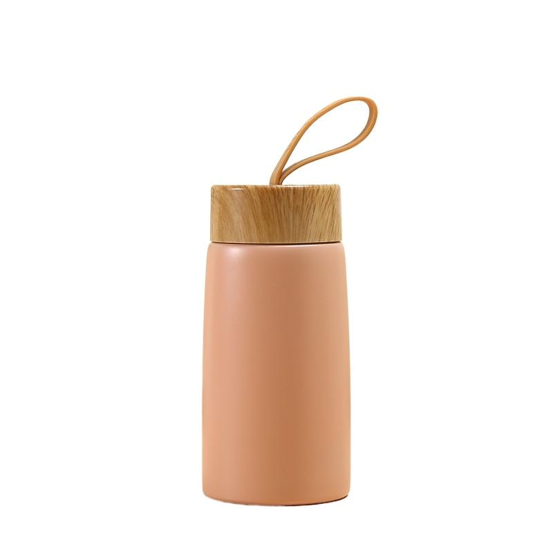 New Style Mini Thermos Cup Creative Wood Grain Cover Portable Vacuum Stainless Steel Water Cup Student High Value Pocket Cup