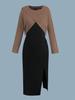 Plus Size Women's Knit Cardigan & Split Camisole Dress Set - Korean Style Autumn/Winter