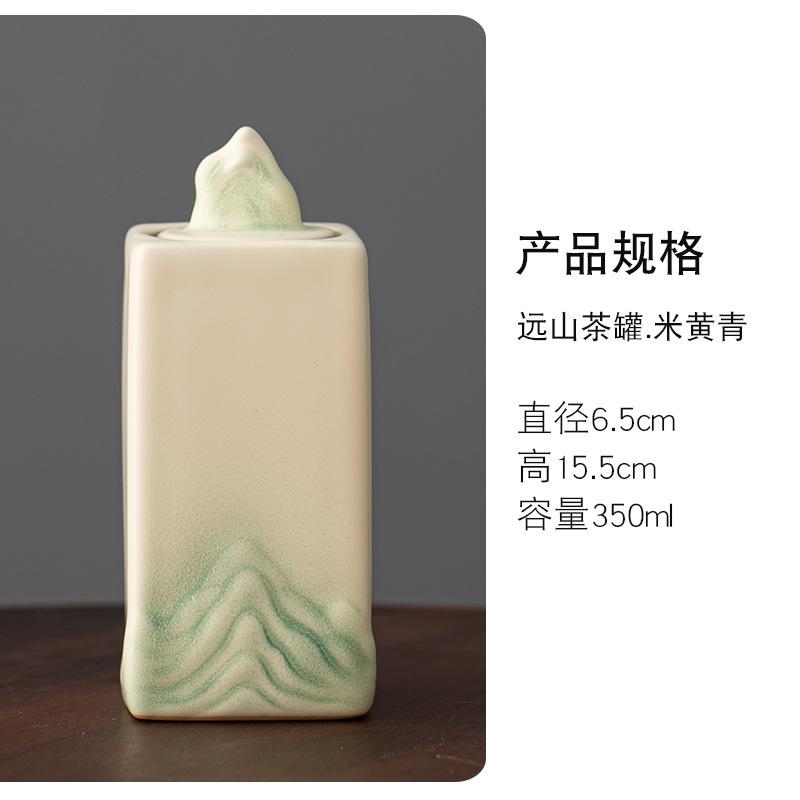 

Hand-painted Distant Hill Ceramics Tea Jar Organizer Moisture-proof Zen Storage Tank Containers Tea Caddy Tableware Decoration