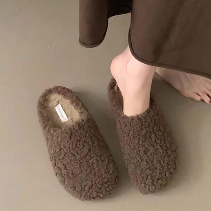 Fashion Fur Women Cotton Slipprs Flats Fashion Slingback Mules Shoes Warm Winter Woman Boots 2025 New Cozy Casual Zapatos De Mujer Botas