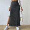 Skirt Autumn Winter Side Slimming Slit European American Knit Womenswear Bodycon Long Skirt