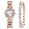Fashion Rhinestone Women's Quartz Watch with Roman Numerals and Bracelet Style