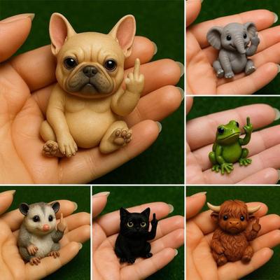 Middle Finger Animal Statue Cartoon Dog Cat Elephant Mouse Highland Cow Frog
