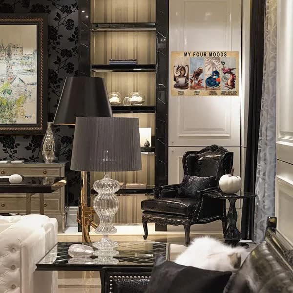 Rustic Retro Metal Tin Sign Dragon My Four Moods Metal Poster Plaque Boys Room Decor Old Fashion for Home Living Bedroom Coffee Wall Decor 8x12 inch