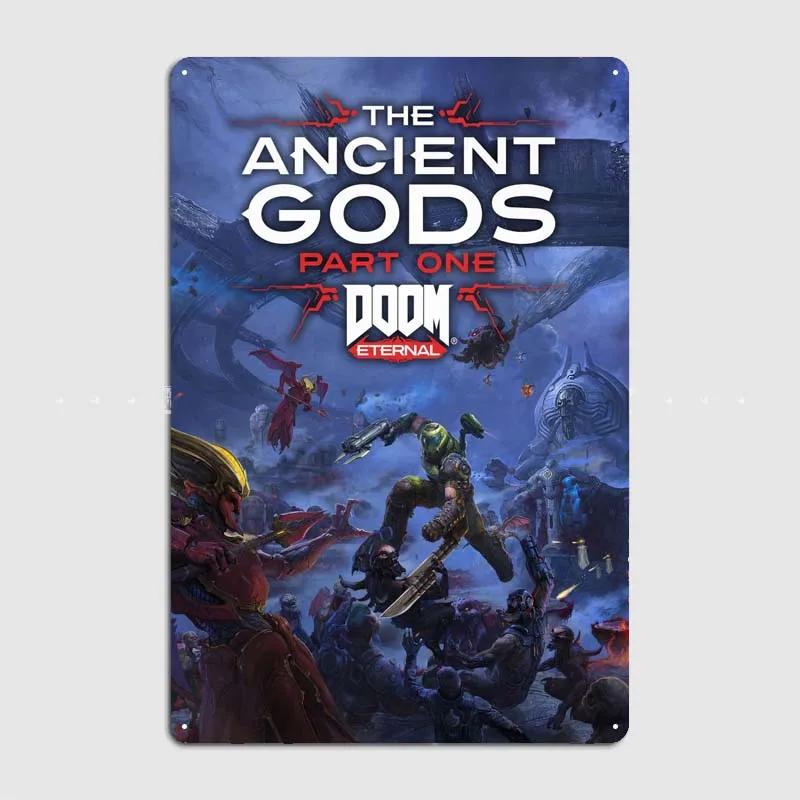 Dooms Poster Heimdekorationszubehör Spielschilder Wandkunst Vintage Metallblechschild für Gamer-Zimmer Wanddekoration Hausdekor