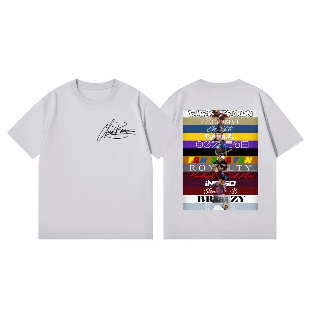 Rapper Chris Brown Album Poster Graphic T Shirts Streetwear Fashion Y2k Oversized Tshirts Unisex Women Casual Loose Cotton Tshirt